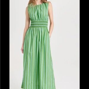 Faithfull the Brand Green and White Striped Maxi Dress